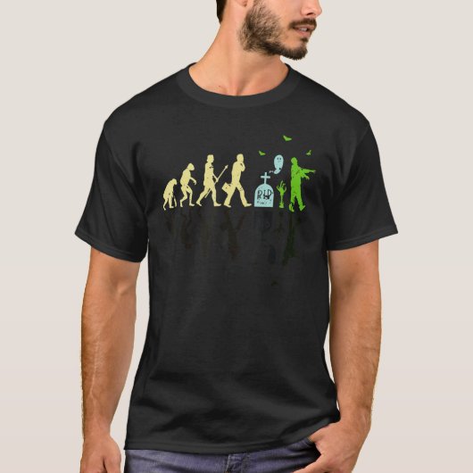 ゾンビ進化ハロウィンコスチューム メンズ レディース Tシャツ (正面)