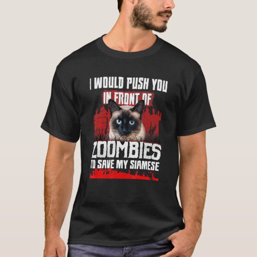 ゾンビ達の前で俺の腕に押し付け救てやる Tシャツ (正面)