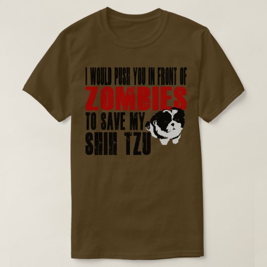 ゾンビ達の前に押し出して救やる Tシャツ (デザイン正面)