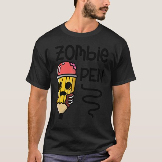 ゾンビ鉛筆 ハロウィン ホリデー おどろおどろしい Tシャツ (正面)
