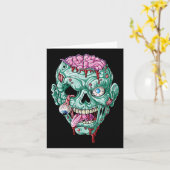 ゾンビ顔ブレインハロウィーン男の子メンウーマンガールズ カード (黄色い花)