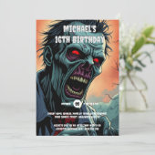 ゾンビ顔漫画アートモンスター不気味な大人 招待状 (スタンド正面)