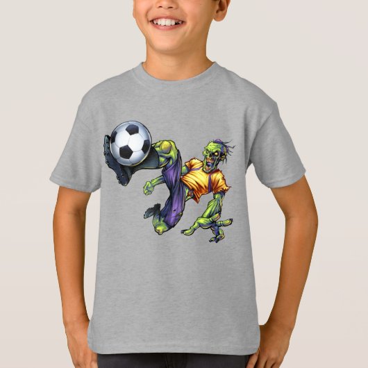 ゾンビ風ハロウィン サッカー選手 少年用 Tシャツ (正面)