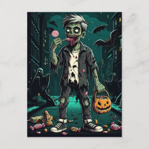 ゾンビ食べ物のハロウィンキャンディ ポストカード