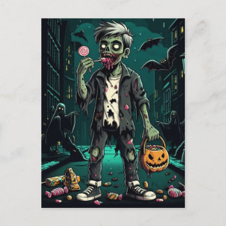 ゾンビ食べ物のハロウィンキャンディ ポストカード