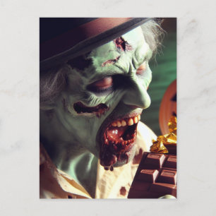 ゾンビ食べ物ーのハロウィーンチョコレート ポストカード