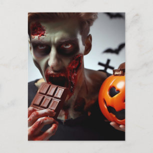 ゾンビ食べ物ーのハロウィーンチョコレート ポストカード