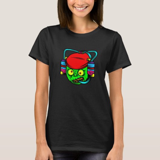 ゾンビ飲脳ゆるハロウィンコスチューム 月 Tシャツ (正面)