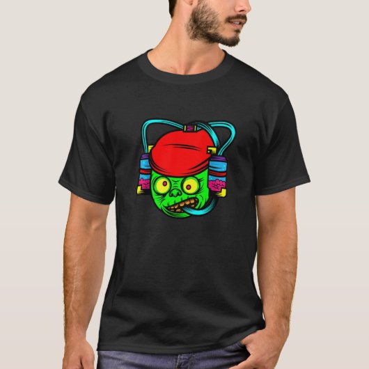 ゾンビ飲脳怠けハロウィンコスチューム 月 Tシャツ (正面)