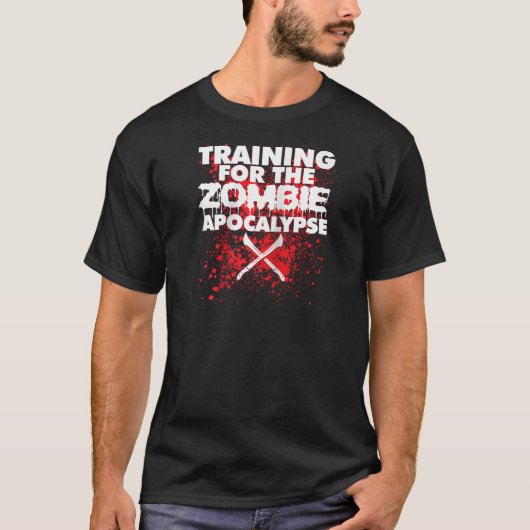 ゾンビ黙示録ゾンビ胡おもしろいのためのトレーニング Tシャツ (正面)