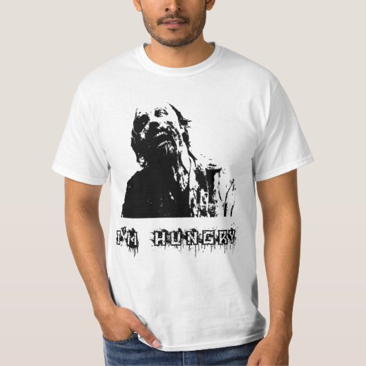 ゾンビ、ウォーキングデッド、お腹がすいた Tシャツ (正面)