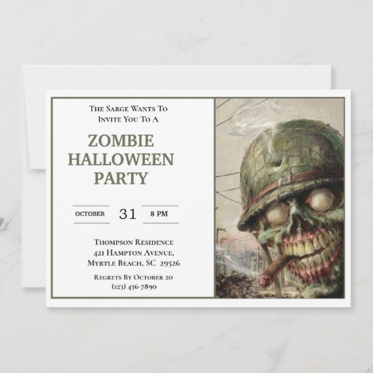 ゾンビ ハロウィン パーティーの招待状 招待状 (正面)