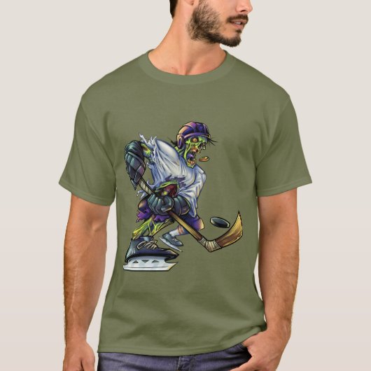 ゾンビ ハロウィン ホッケー プレイヤー おもしろ メンズ Tシャツ (正面)