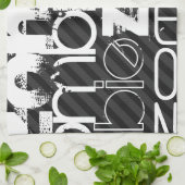 ゾンビ、ブラック&ダークグレーストライプ キッチンタオル (折り畳み)