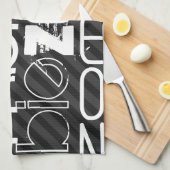 ゾンビ、ブラック&ダークグレーストライプ キッチンタオル (四つ折り)