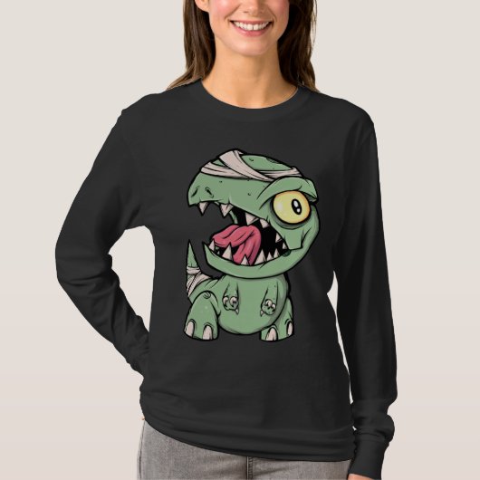 ゾンビ・レックス恐竜 お化けハロウィーンの少年たち Tシャツ (正面)