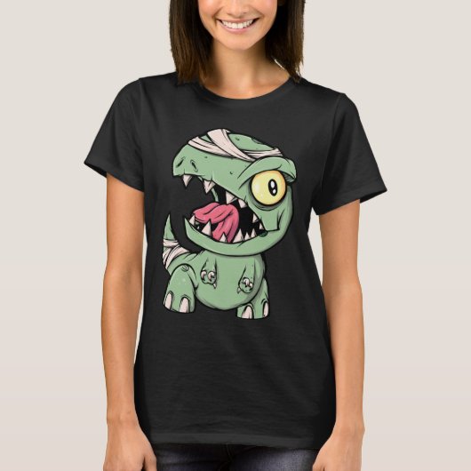 ゾンビ・レックス恐竜 お化けハロウィーンの少年たち Tシャツ (正面)