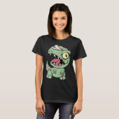 ゾンビ・レックス恐竜 お化けハロウィーンの少年たち Tシャツ (正面フル)