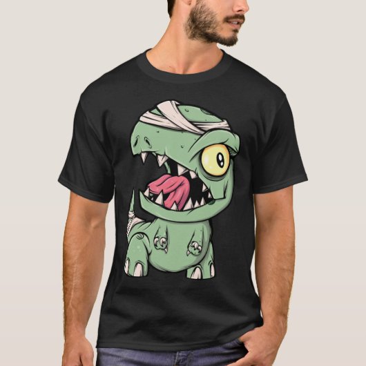 ゾンビ・レックス恐竜 男の子 ミイラ ハロウィン Tシャツ (正面)