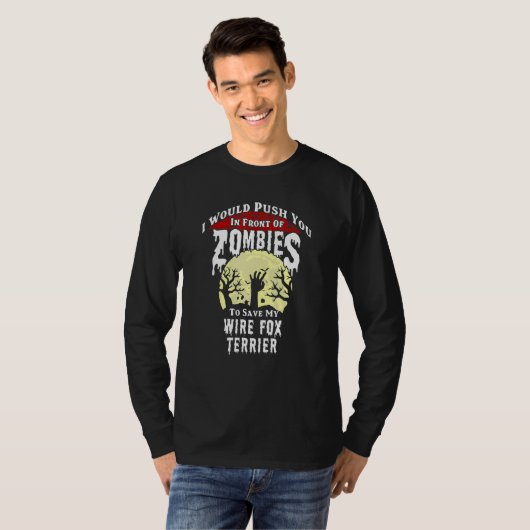ゾンビ ワイヤーフォックステリー ハロウィン Tシャツ (正面フル)