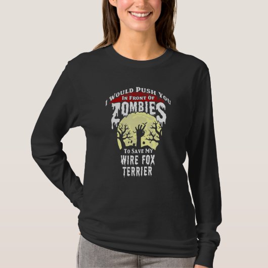 ゾンビ ワイヤーフォックステリー ハロウィン Tシャツ (正面)