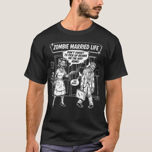 ゾンビ 結婚生活 面白い カップル Tシャツ (正面)