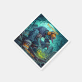 ゾンビDJレイヴハローウィンパーティビベス スタンダードカクテルナプキン (角)