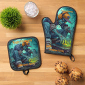 ゾンビDJレイヴハローウィンパーティビベス 鍋つかみ&鍋敷きセット (トップダウン)