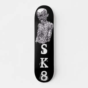 ゾンビSK8ブラックアンドホワイトアート スケートボード