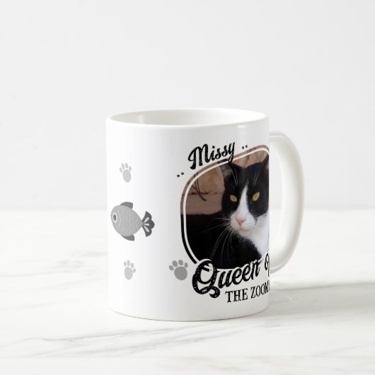 ゾーおもしろいミーの猫写真クイーン コーヒーマグカップ (正面右)