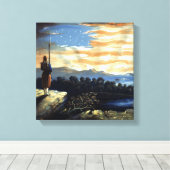 ゾーア南北戦争の天空の米国国旗 キャンバスプリント (インサイチュ (ウッドフロア))