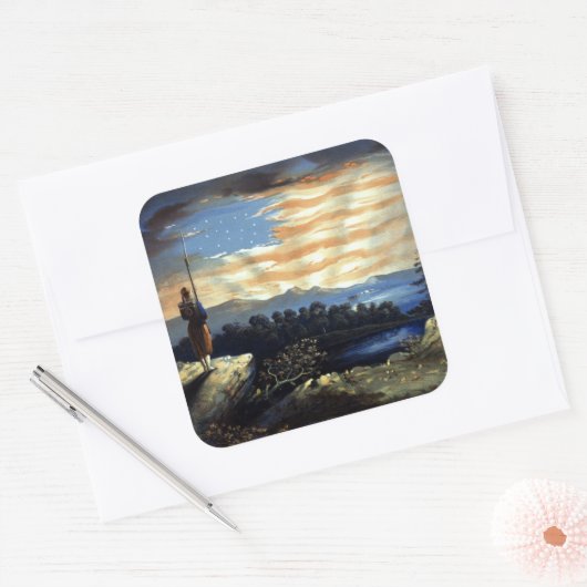 ゾーア南北戦争の天空の米国国旗 スクエアシール (封筒)