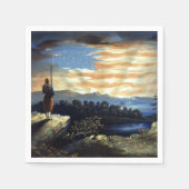 ゾーア南北戦争の天空の米国国旗 スタンダードカクテルナプキン (正面)