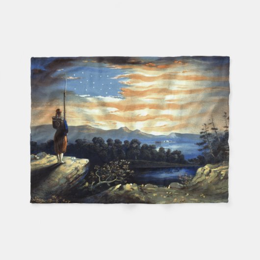 ゾーア南北戦争の天空の米国国旗 フリースブランケット (正面(横))