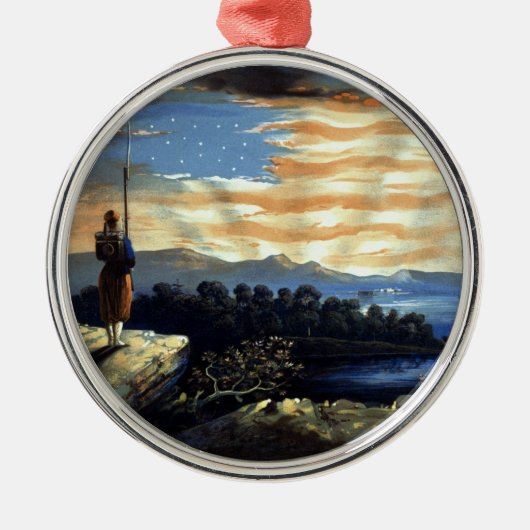 ゾーア南北戦争の天空の米国国旗 メタルオーナメント (正面)