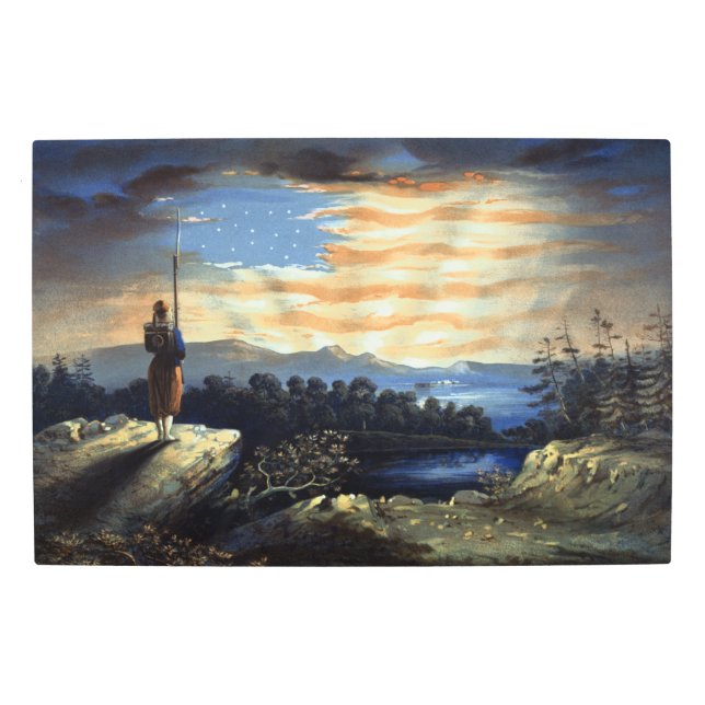 ゾーア南北戦争の天空の米国国旗 メタルプリント (正面)