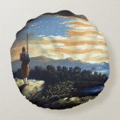 ゾーア南北戦争の天空の米国国旗 ラウンドクッション (裏面)