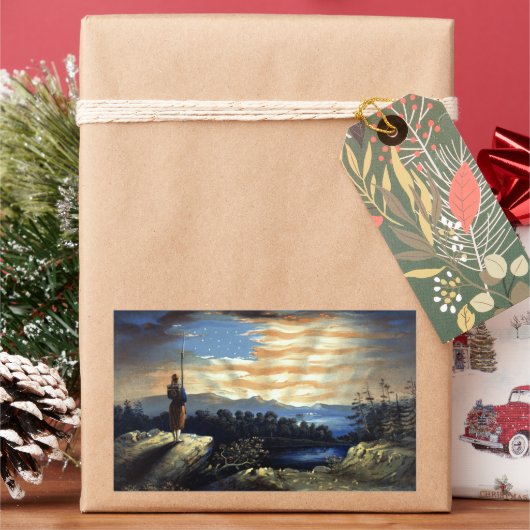 ゾーア南北戦争の天空の米国国旗 長方形シール (クリスマス)