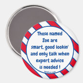 ゾーイって名前頭が切れるの磁石は… マグネット (正面/裏面)