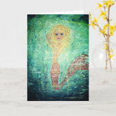 「ゾーイ」人魚のカード、あいさつ空白のカード カード (黄色い花)