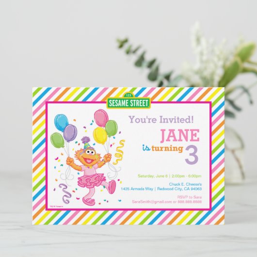 ゾーストライプの誕生日 招待状 (スタンド正面)