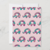 ゾーズピンクパステルティール(緑がかった色)ベビーシャワーパープル 招待状 (裏面)