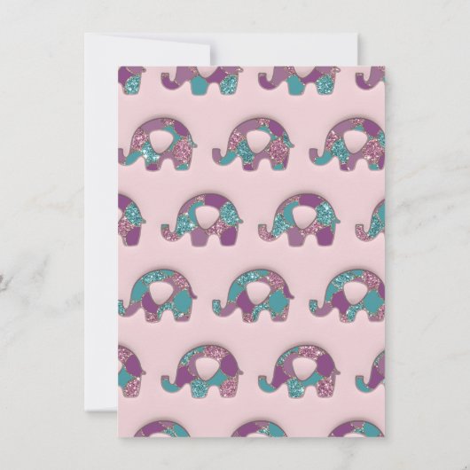 ゾーズピンクパステルティール（緑がかった色）ベビーシャワーパープル 招待状 (裏面)