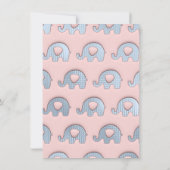 ゾーズピンクパステルブルーベビーシャワーホワイト 招待状 (裏面)