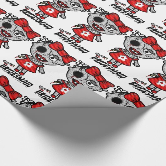 ゾービーのギフトラップで結婚の不気味なブライドメイド ラッピングペーパー (角)