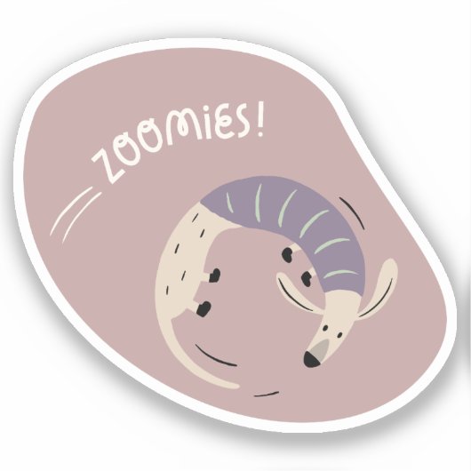 ゾーミーかわいい図解入りの、写真付きのソーセージベージュ薄紫 シール (正面)