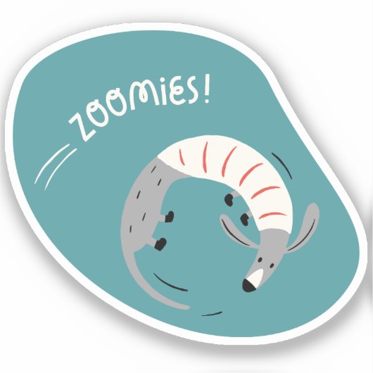 ゾーミーかわいい図解入りの、写真付きのソーセージ犬ターコイズ シール (正面)