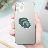 ゾーミーかわいい図解入りの、写真付きのソーセージ犬ネイビーイエロー シール (スマートフォン)