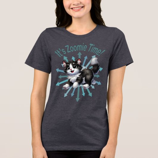 ゾーミー・タイムかわいい黒猫と白猫 トライブレンドＴシャツ (正面)