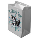 ゾーミー・タイムかわいい黒猫と白猫 ミディアムペーパーバッグ (正面アングル)